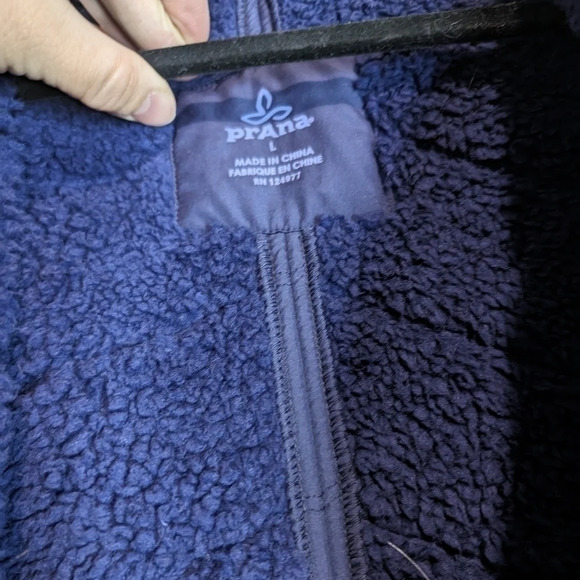 prAna Diva long jacket women size Large color indigo Sherpa lined - Picture 6 of 8